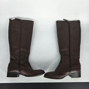 Chaps Galyn Knee High Riding Boots 8.5B Dark Brown Buckle Stretch Panel Shoes